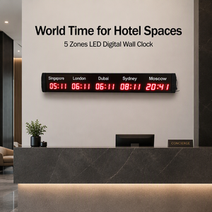<span class=keywords><strong>Orologio</strong></span> <span class=keywords><strong>da</strong></span> <span class=keywords><strong>Parete</strong></span> di Lusso Ganxin con 5 Zone Orarie, Display LED Personalizzabile per Città, <span class=keywords><strong>Orologio</strong></span> Digitale Mondiale per Arredamento Casa e Hotel - Product Image 2