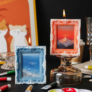 Candele Profumate Artigianali Stile Pittura a Olio con Cornice Portafoto - Pezzi Decorativi all'Ingrosso, Oggetti per Oggetti Scenici Fotografici, per Creare Atmosfera Natalizia - Product Image 2