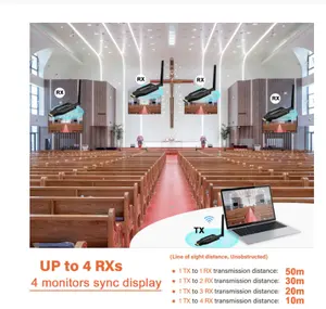 Pemanjang HDMI nirkabel 50m, penerima pemancar Video 1 ke 2 3 4 1x4 untuk kamera PS3/4 Laptop PC ke proyektor Monitor TV