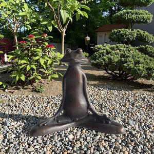庭の恋人のための瞑想鋳鉄ヨガカエル像手溶接金属工芸品テーブル装飾素晴らしいギフトのアイデア - Product Image 6