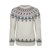 Pull-over en laine islandaise pour femmes personnalisé Oem & odm hiver col rond épais jacquard intarsia tricot