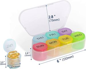 กล่องจัดยา 7 วัน แบบขายส่ง ความจุขนาดใหญ่ 7 ช่อง กล่องเก็บยาพลาสติก - Product Image 2