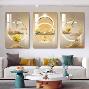 Cuadro de Pared de Hotel Popular, Tríptico de Lujo Ligero, Pintura Abstracta para Colgar, Pintura de Pared de Porcelana de Cristal - Product Image 2