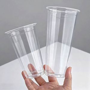 Gobelets en plastique PP jetables transparents de haute qualité, écologiques, fabriqués en usine, avec couvercles, imprimés UV/soie, pour café, thé à emporter - Product Image 1