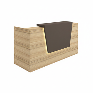 Comptoir d'accueil commercial de luxe moderne en bois massif à hauteur réglable, blanc et or, pour salon de manucure, centre commercial, hôtel - Product Image 2