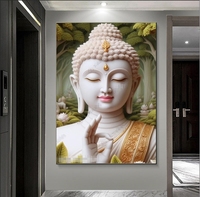 Statue de Bouddha en or de luxe, art bouddhiste religieux, peinture imprimée, affiche murale, peinture en porcelaine de cristal, décoration intérieure