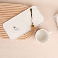 Gloway Oem Vaisselle Petit Déjeuner Nordic Sublimation Tasse à Café Cadeau Céramique Tasse à Café de Luxe Ensemble Avec Soucoupe Plateau Et Cuillère En Métal
