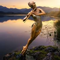 Sculpture de danseuse flûteuse en bronze personnalisée - Art musical en mouvement flottant, statue en bronze