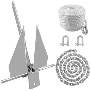 Kits de anclaje para barcos | Incluye Cadena de grilletes de cuerda de ancla galvanizada Fluke