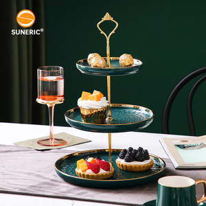 3 Tier Fruit Plate Rack <strong>Tray</strong> Sets Hotel Wedding Cake Stand Ceramic <strong>Dessert</strong> Display Stand for Cupcake Tart - Product Image 3