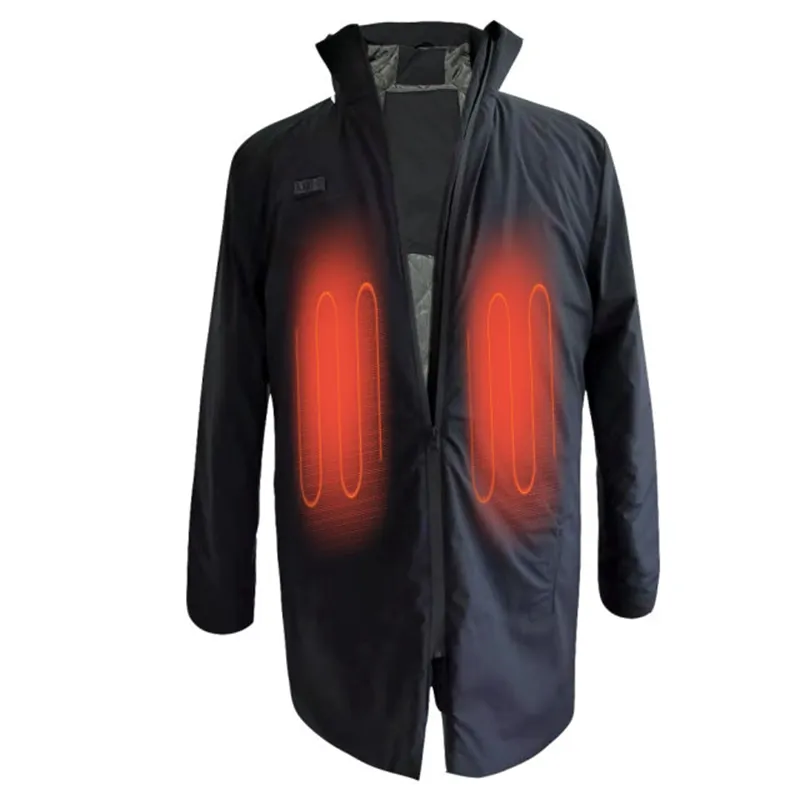 2023 New Men's Winter Trench Coat with 5V Far Infrared Heating for Business and Casual Wear