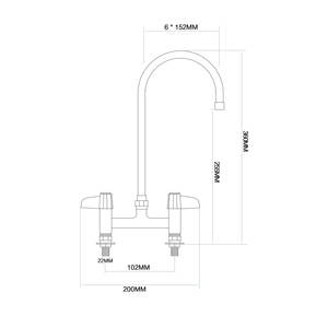 Grifo de Cocina Moderno con Cuerpo de Latón Cromado, Válvula de Cerámica, Doble Manija, Fácil de Limpiar, Caño Giratorio, Montaje en Encimera - Product Image 2