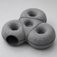 YAOYUE Lit pour chat en feutre de laine, tunnel donut modulaire 3-en-1 avec fermeture éclair détachable – Niche intérieure confortable pour chat 100 cm, nettoyage facile