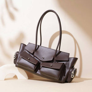 Bolso Retro de Gran Capacidad Estilo Motociclista para Mujer, Bolso de Mano para Debajo del Brazo, Multibolsillos, para Viajes Diarios, de Cuero Genuino - Product Image 4