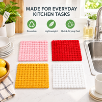 Lingette de cuisine en crochet au point mousse pour usage quotidien, durable, réutilisable, douce et absorbante, idéale pour les tâches de nettoyage de Noël en cuisine