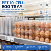 Boîte à œufs en plastique PET transparent de qualité alimentaire, plateau à œufs 12 alvéoles avec couvercle à charnière, emballage en vrac pour l'agriculture