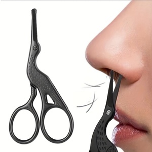 Ciseaux de manucure en acier inoxydable noir, coupe-poils courbé, tondeuse à barbe, outil de soin personnel - Product Image 3