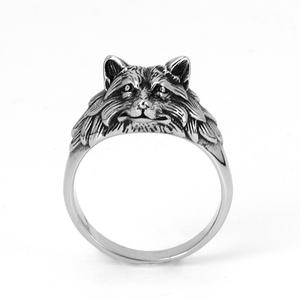 Anillo de Lobo de Acero Inoxidable en Tono Plateado Pulido con Detalle Texturizado en 3D, Estilo Audaz, Accesorio Masculino Perfecto para Ocasiones Especiales - Product Image 4