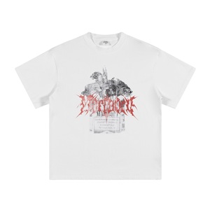 High Quality Custom <b>Logo</b> Washed Vintage Pack Print Tee Distressed Cotton T Shirt for Men Streetwear - Product Image 3