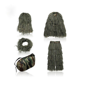 Ghillie Phù Hợp Với Phụ Kiện Gói 3D Ngụy Trang Săn Bắn Trang Phục Cỏ Dải Và Camo <span class=keywords><strong>Net</strong></span> Rừng Woodland Chiến Thuật Đồng Phục 5 Miếng - Product Image 3