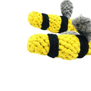 Hoge Kwaliteit Bijenvormige Langdurige Hond Kauw Speelgoed Bijtbestendige Kies Met Katoenen Touw Gebreid Voor Het Reinigen Van Tanden - Product Image 5