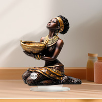 Figura Decorativa Acrílica Plana 2D Ecológica con Diseño Art Deco de Mujer Africana Rezando, Decoración de Mesa para Sala de Estar