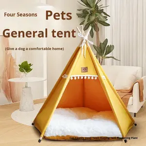 AMZ Tenda Rumah Hewan Peliharaan Kucing & Anjing Bentuk Segitiga Bahan Flanel Hangat untuk Semua Musim, Mudah Dirakit - Product Image 1