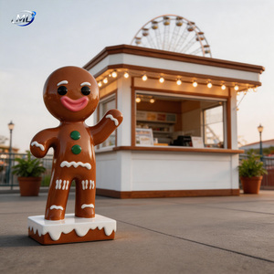 รูปปั้นคนขนมปังขิงคริสต์มาสขนาดใหญ่แบบกำหนดเอง ทำจากไฟเบอร์กลาส สำหรับตกแต่งสวนกลางแจ้ง ศิลปะตกแต่งห้างสรรพสินค้า - Product Image 6
