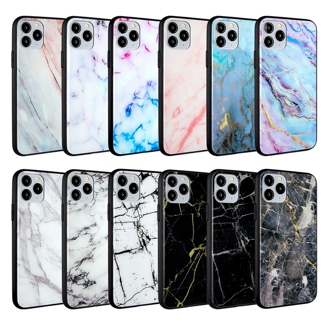 De luxe tpu pc hybride en verre marbre dégradé antichoc étui pour téléphone intelligent pour Iphone 11/11pro/11pro max