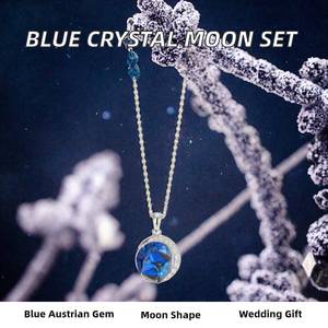 925 <b>Sterling</b> <b>Silver</b> Moon Jewelry <b>Set</b> Necklace and Stud <b>Earrings</b> for Women Wedding Anniversary Gift - Product Image 2