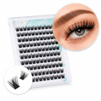 Kit d'extension de cils en grappe personnalisable en gros, marque propre, courbure C D, segments pré-coupés
