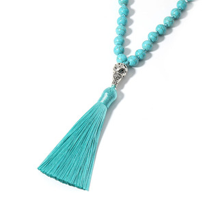 Collier de <span class=keywords><strong>prière</strong></span> en perles de turquoise bleue fait à la main pour la guérison énergétique, 108 perles de mala, pendentif en perles, bijoux - Product Image 2