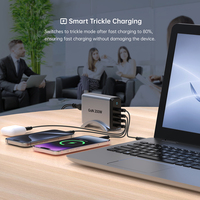 Chargeur de bureau multi-ports Tommox 200W à charge rapide en gros, chargeur USB C pour plusieurs téléphones portables, ordinateur portable, chargeur Gan 100W, normes européennes