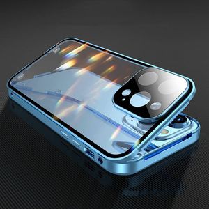 เคสโทรศัพท์กระจกนิรภัยใสสองด้านแบบแม่เหล็กสำหรับ iPhone 17 16 15 14 ฝาครอบกระจกใสป้องกันความเป็นส่วน<span class=keywords><strong>ต</strong></span>ัวพร้อมตัวล็อคแบบแม่เหล็ก - Product Image 1