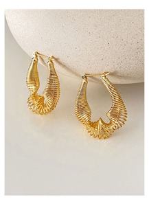 Pendientes de Aro con Diseño de Espiral en Oro con Circonitas de Alta Gama, Textura Exagerada de Estilo Europeo Americano, Nuevo Diseño Geométrico de Tendencia en INS - Product Image 5