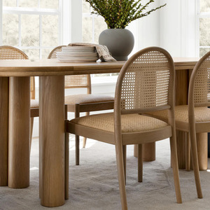 Modern Mid-Century estilo madeira maciça Rattan jantar cadeira para Home Offices Hotéis Apartamentos para jantar e café - Product Image 1