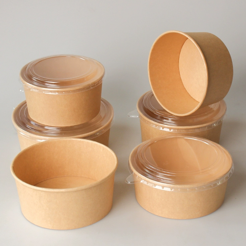 Manufacturer's Eco-Friendly Biodegradable 16oz-40oz Brown Kraft Paper Bowls 40oz Food Packing Containers Paper Plates & Bowls
