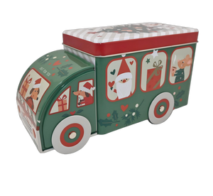 JinKo - Caja de Metal Personalizada con Forma de Coche Navideño Verde y Rojo para Guardar Galletas y Dulces de Navidad, Puerto Rico, para Regalo de Fiesta Navideña - Product Image 1