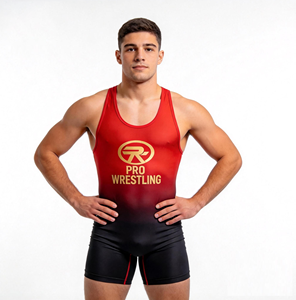 Custom Own Brand Vintage Men's Wrestling Singlet Plus Size Spandex/Polyester Shrink-Proof Breathable Sublimation Printed Front - Product Image 1