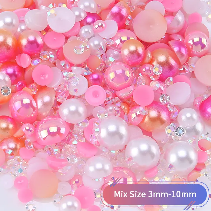 Perles de strass de couleur mixte taille mixte 3mm-10mm perles à dos plat pour bricolage coque de téléphone portable tasse