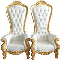 Ensemble de chaises trônes royales de luxe pour mariage, canapé de roi à dossier haut pour cérémonie de mariage