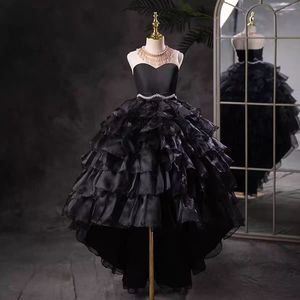 Robe de Soirée Formelle en Lin à Col Rond pour Filles, Robe de Cérémonie pour Enfants Plus Âgés, Robe de Performance sur Défilé, Robe d'Anniversaire avec Ceinture Perlée - Product Image 1