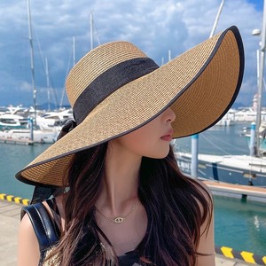 <span class=keywords><strong>Chapeau</strong></span> de soleil en paille à large bord pour <span class=keywords><strong>femme</strong></span>, protection solaire estivale, style mode, haute qualité, vente en gros - Product Image 4