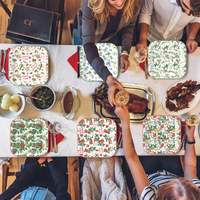 Assiettes en papier carrées imprimées pour Noël, populaires pour les fêtes de fin d'année, les dîners en famille et les événements saisonniers