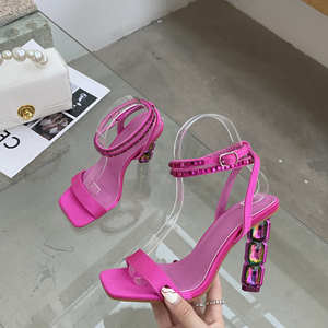 Sandalias de Tacón Alto con Pedrería y Correa en el Tobillo para Mujer, Primavera-Verano 2025 - Product Image 1