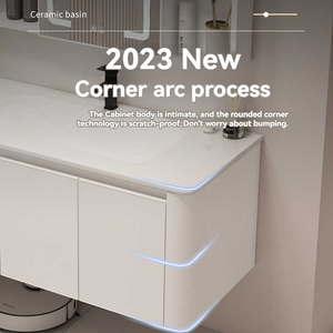 Simplified white bathroom cabinet smart <b>mirror</b> cabinet white countertop washbasin hanging cabinet body - Product Image 2