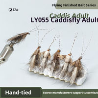 Leurre de pêche à la mouche sèche pour adulte OEM Caddis, taille 12 #   Hameçon à ardillon à motif réaliste pour la pêche à la truite en eau douce, en ruisseau, en rivière et en lac