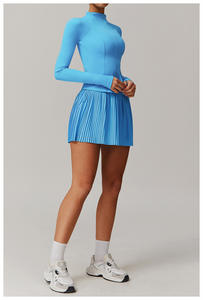 Ensemble jupe de tennis plissée taille haute pour femme avec poches latérales et veste courte – Tenue de sport deux pièces de haute qualité pour la gym et le fitness - Product Image 5