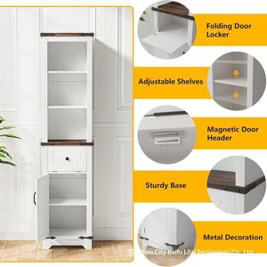 Foreign Trade Hot Selling Density Board White Plate Bathroom Narrow <b>Locker</b> Floor Storage Cabinet Vertical Storage Cabinet - Product Image 4