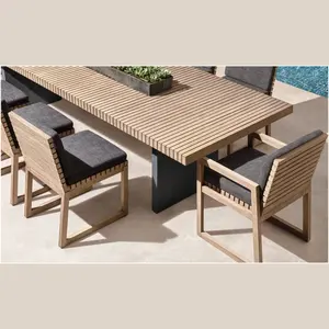 wetterfestes teak-esstischset terrassenmöbel-set luxuriöser outdoor-garten outdoor-tisch und stuhl aus natürlichem teak